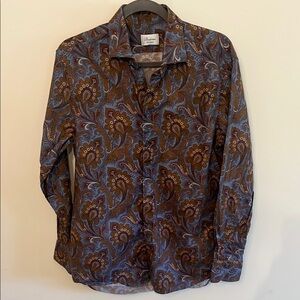 Stenstroms Elegant Brown and Blue Paisley Casual Shirt